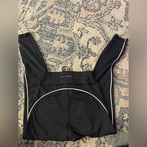 black with white line leggings